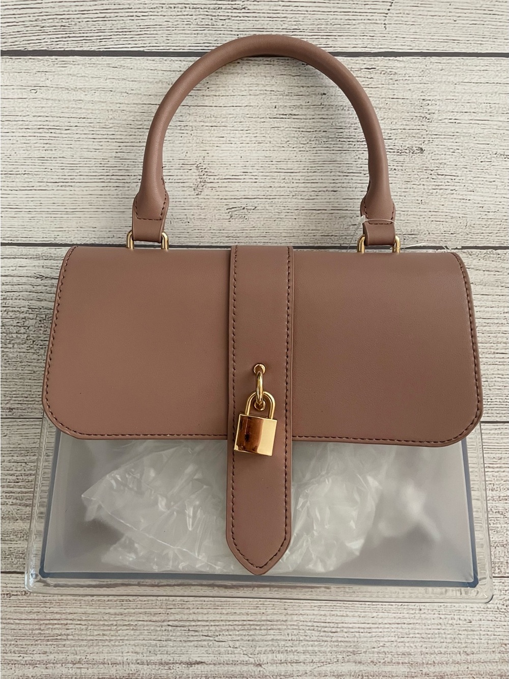 Vegan Mauve Clear Purse Handbag for Stadiums